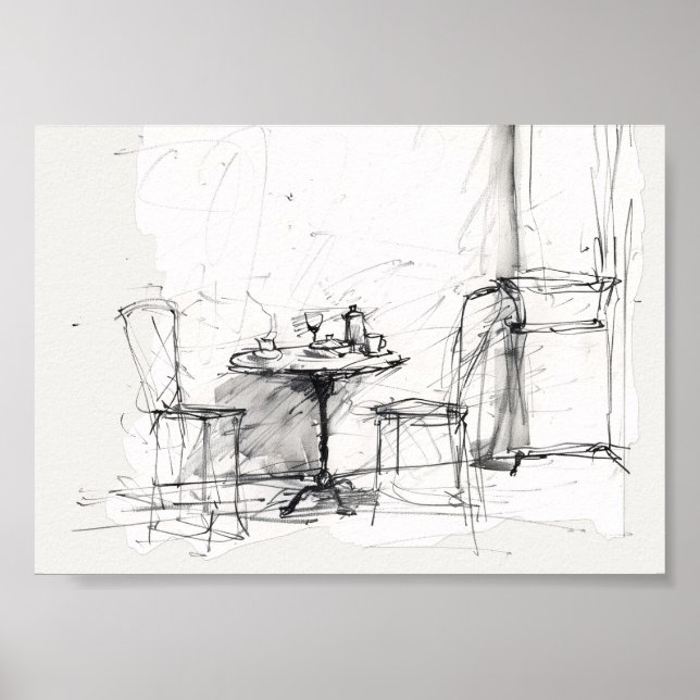 Cozy Outdoor Café Table – Relaxing Coffee Poster (Front)
