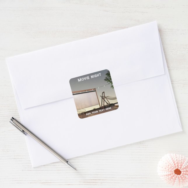 Cozy Outdoor Movie Night Square Sticker (Envelope)