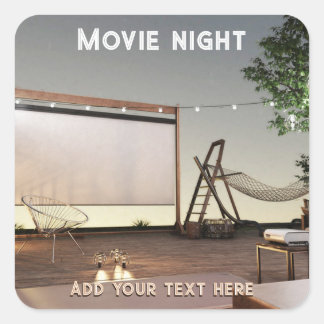 Cozy Outdoor Movie Night Square Sticker