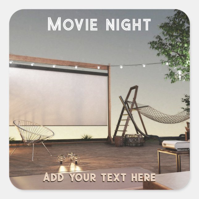 Cozy Outdoor Movie Night Square Sticker (Front)