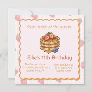 Cozy Pancake & Pajama Brunch Birthday Invitation