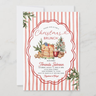 Cozy Pancakes & Holiday Pine Christmas Brunch Invitation