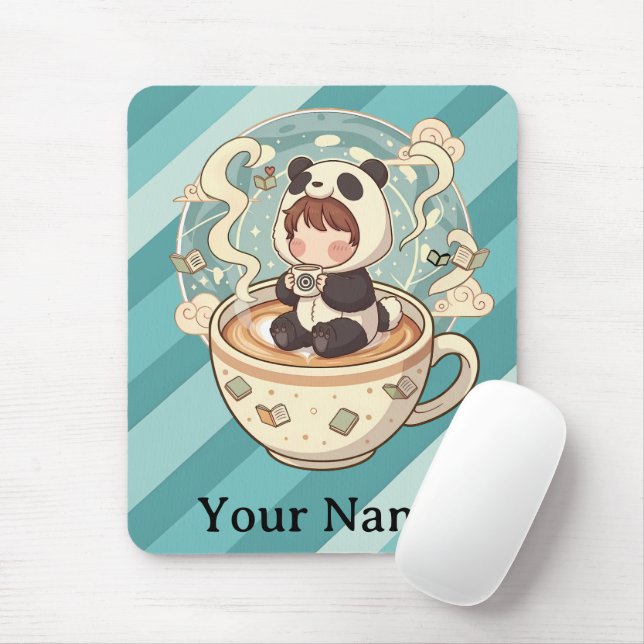  Cozy Panda Brew Office Mouse Pad (With Mouse)