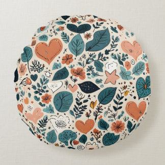 Cozy Pastel Floral & Geometric Pattern Pillow