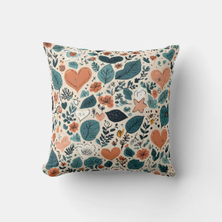 Cozy Pastel Floral & Geometric Pattern Pillow