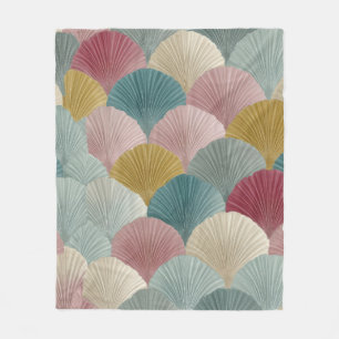 Cozy Pastel Japanese Fan Fleece Blanket Elegant