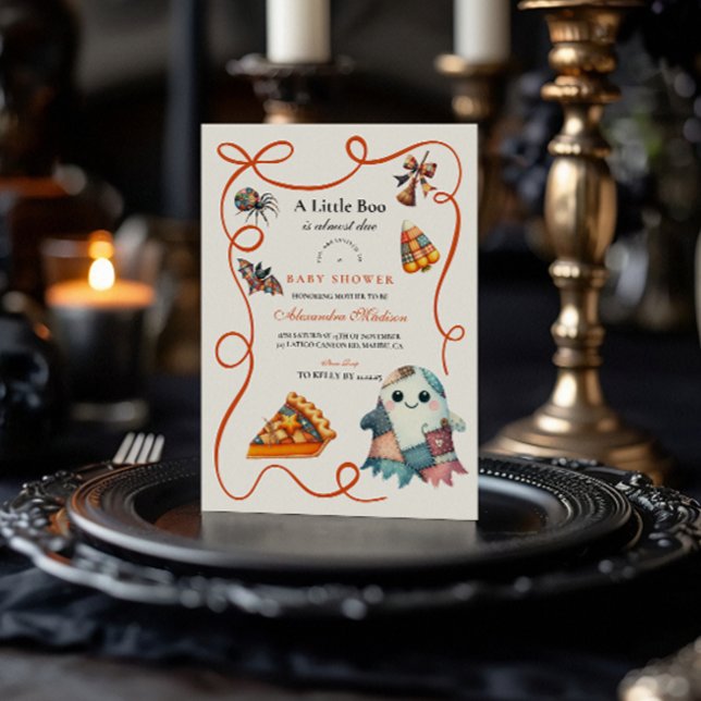 Cozy Patchwork Halloween Baby Shower Invitation (Creator Uploaded)
