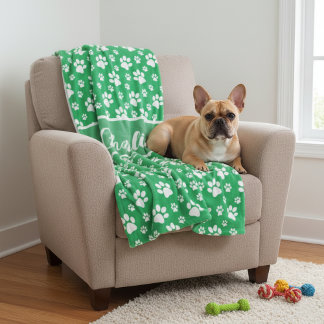 Cozy Paw Print Personalized Dog Blanket – Custom P
