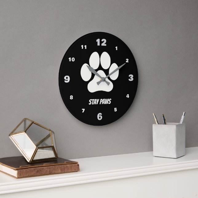 Cozy Paws Collection Black Large Clock (Office)
