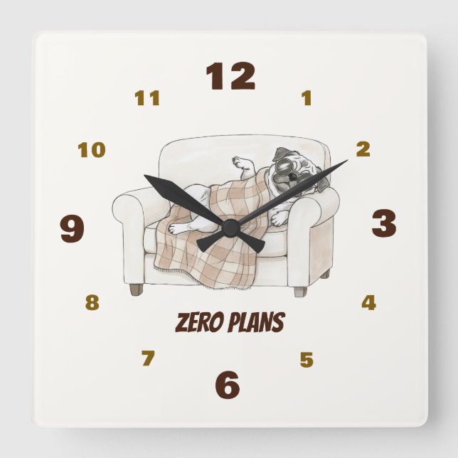 Cozy Paws Collection Square Wall Clock (Front)