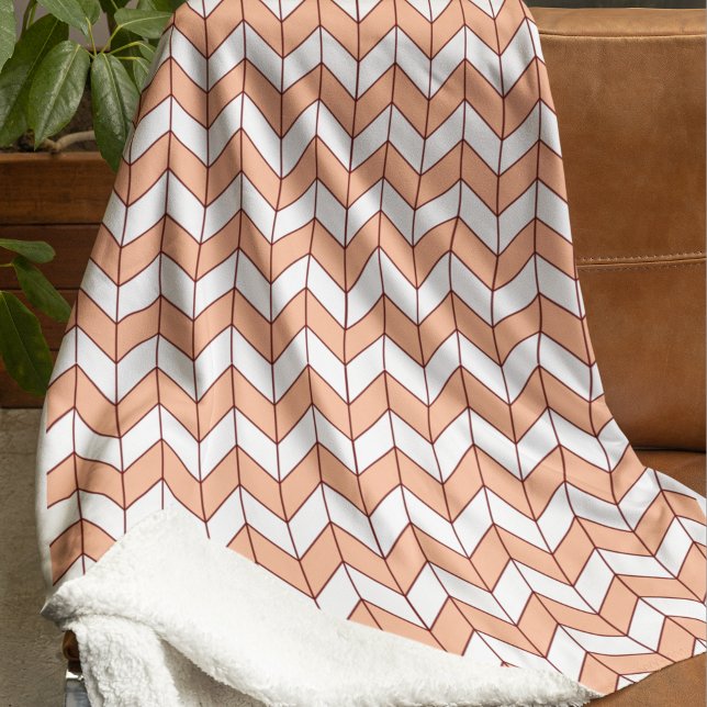 Cozy Peach Burgundy Herringbone Sherpa Blanket (Creator Uploaded)