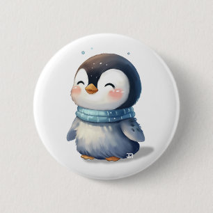 Cozy Penguin – Cute Digital Art Button