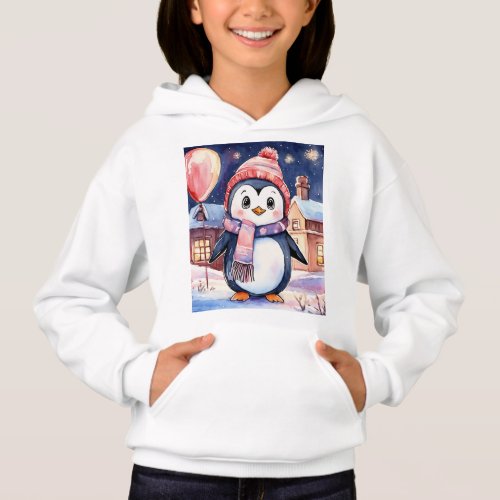 Cozy Penguin Winter Wonderland Hoodie  Sweatshirt