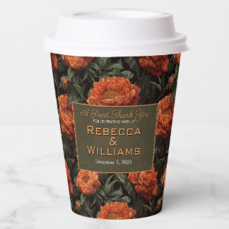 Cozy Peonies Accent Destination Wedding Paper Cups