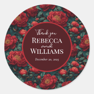 Cozy Peonies Charm Garden Wedding Classic Round Sticker