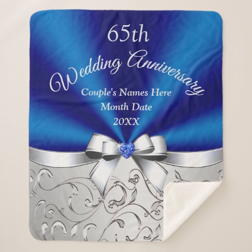Cozy Personalized 65th Wedding Anniversary Gift Sherpa Blanket