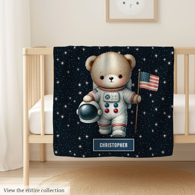Cozy Personalized Bear Astronaut Baby Boy Blanket (Cozy Personalized Bear Astronaut Baby Boy Blanket)