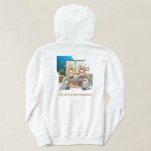 Cozy Pet Friends Chibi Anime Art Hoodie