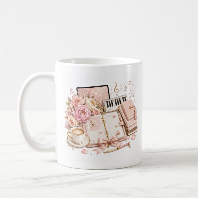  Cozy Piano Coffee Floral Mug editable (Left)
