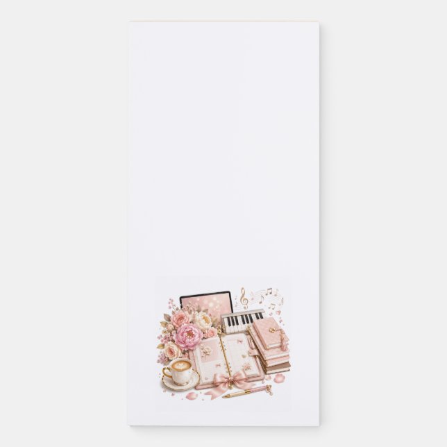 Cozy Piano Coffee Floral Notepad (Front)