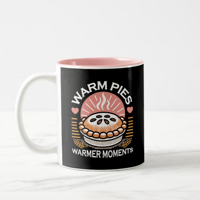 Cozy Pie Illustration: Warm Pies Warmer Moments Two-Tone Coffee Mug (Left)