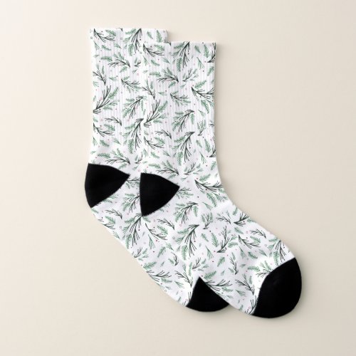 Cozy Pine Branch Pattern Socks