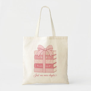 Cozy Pink Book Stack Just One More Chapter Tote Bag