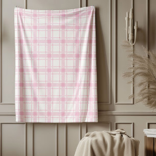 Cozy Pink Checkered Throw Warm Stylish Touch Fleece Blanket