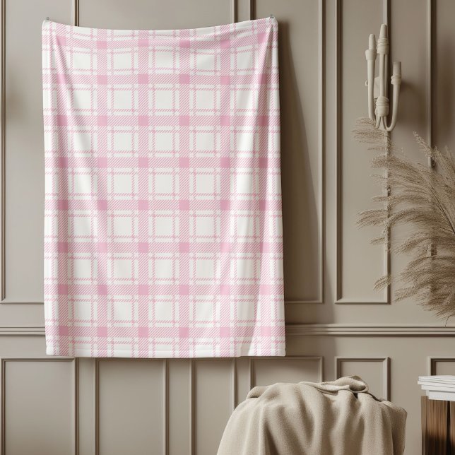Cozy Pink Checkered Throw Warm Stylish Touch Fleece Blanket (Cozy Pink Checkered Throw Warm Stylish Touch Fleece Blanket)