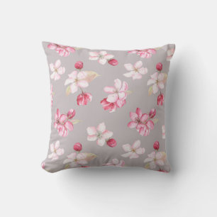 Cozy Pink Cherry Blossom Floral Throw P Pillow