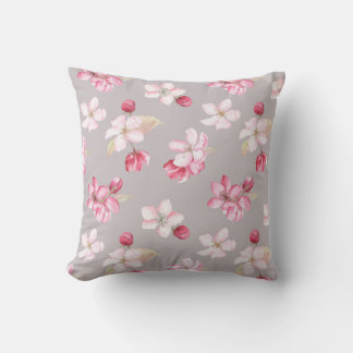 Cozy Pink Cherry Blossom Floral Throw P Pillow