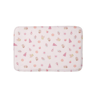 Cozy Pink Christmas Pattern Bath Mat