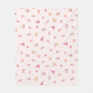 Cozy Pink Christmas Pattern Fleece Blanket