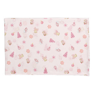 Cozy Pink Christmas Pattern Pillow Case