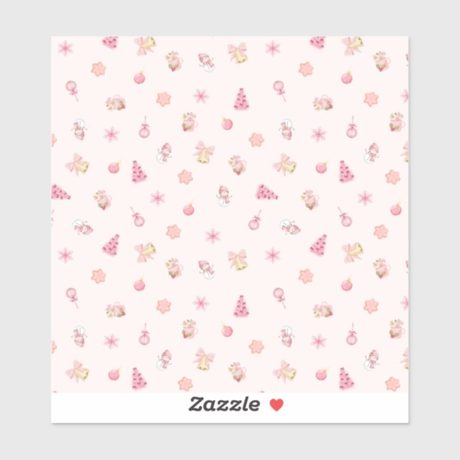 Cozy Pink Christmas Pattern Sticker (Sheet)