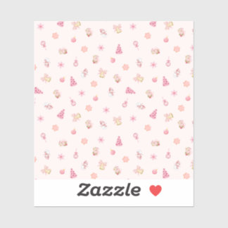 Cozy Pink Christmas Pattern Sticker