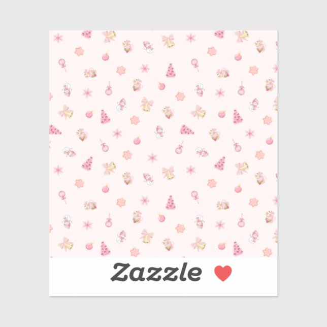Cozy Pink Christmas Pattern Sticker (Sheet)
