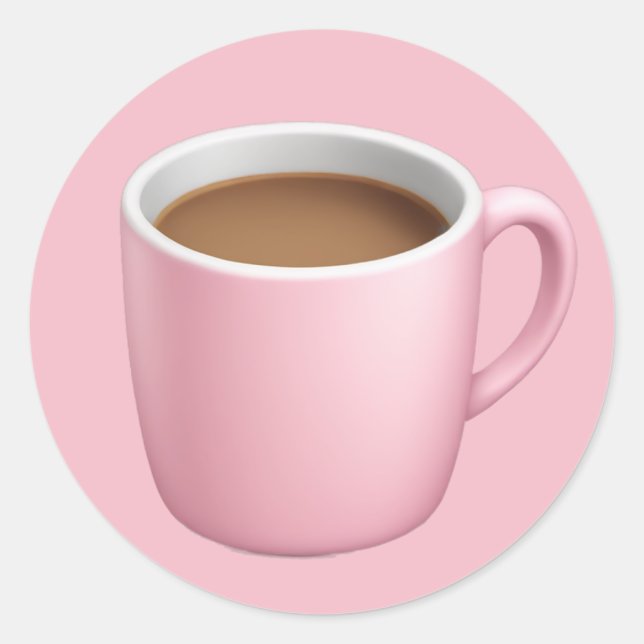Cozy Pink Coffee Mug Emoji Classic Round Sticker (Front)