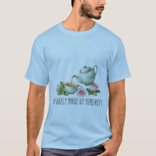 Cozy Pink Tea Cup with Daisies and Eucalyptus - Wa T-Shirt