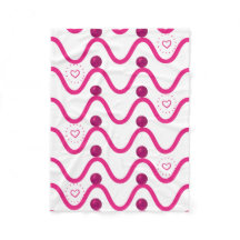 Cozy Pink Waves & Hearts Pattern Blanket