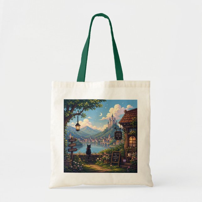 Cozy Pixel Fantasy Riverside Tote Bag (Front)