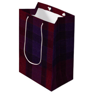Cozy Plaid Burgundy Maroon Purple Medium Gift Bag