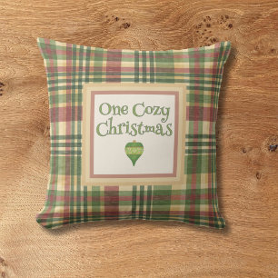 Cozy Plaid Christmas Throw Pillow