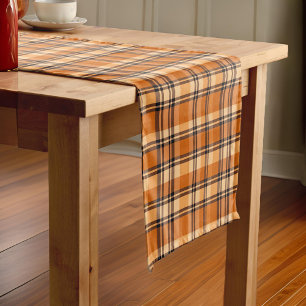 Cozy Plaid Fall Autumn Thanksgiving Short Table Runner