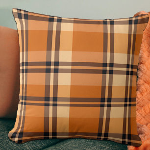 Cozy Plaid Fall Autumn Thanksgiving Throw Pillow