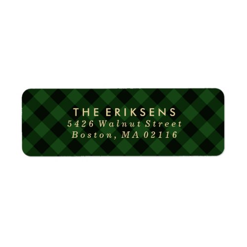 Cozy Plaid  Green and Black Buffalo Plaid Label