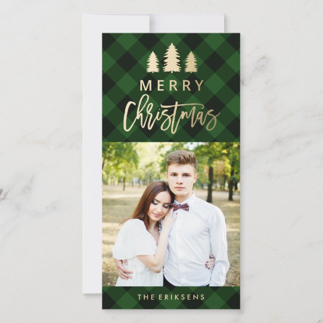 Cozy Plaid | Green Holiday Photo (Front)