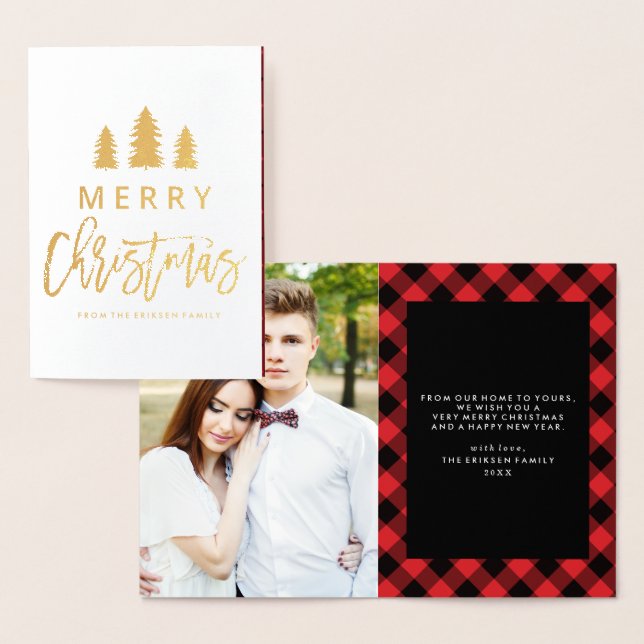 Cozy Plaid in Red | Foil Holiday Photo Card (Display)