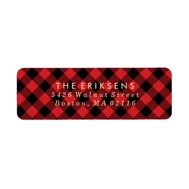 Cozy Plaid | Red and Black Buffalo Plaid Label (Front)