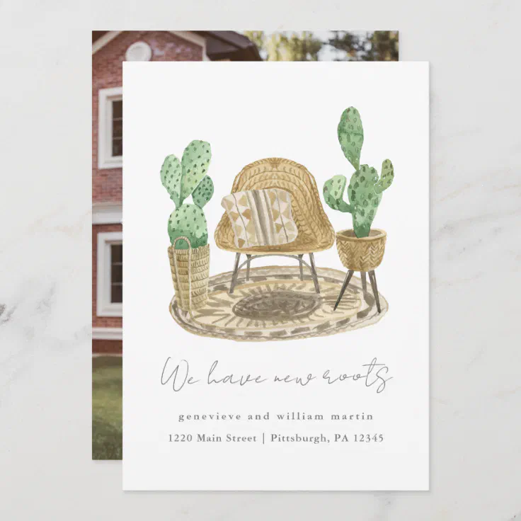 Cozy Plants New Home Moving Photo Announcement